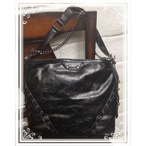 NWT~ALDO Black Faraliaax Chain Charm Buckle Detail Slouchy Shoulder Bag~$75 RV
